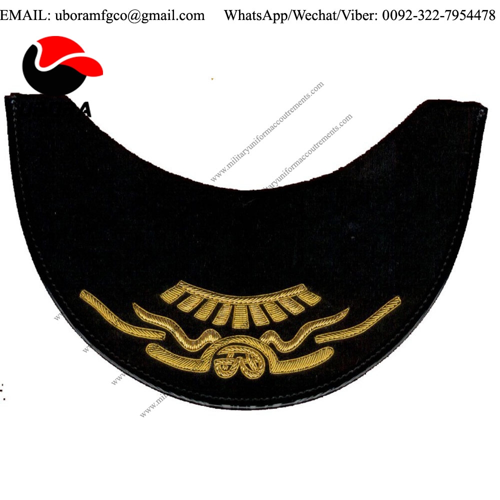 Custom made gold bullion wire embroidery cap peak visor handmade supply hat accessories